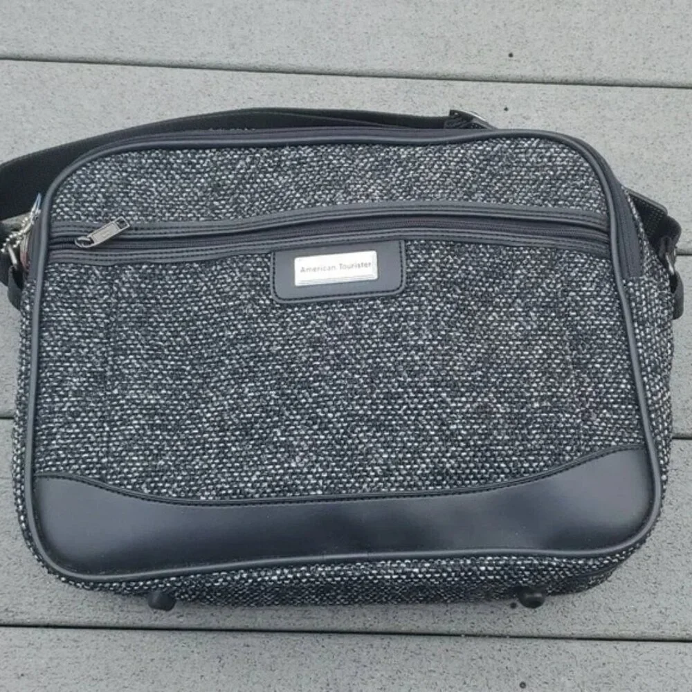 Vintage American Tourister Tweed Briefcase Carry On Bag